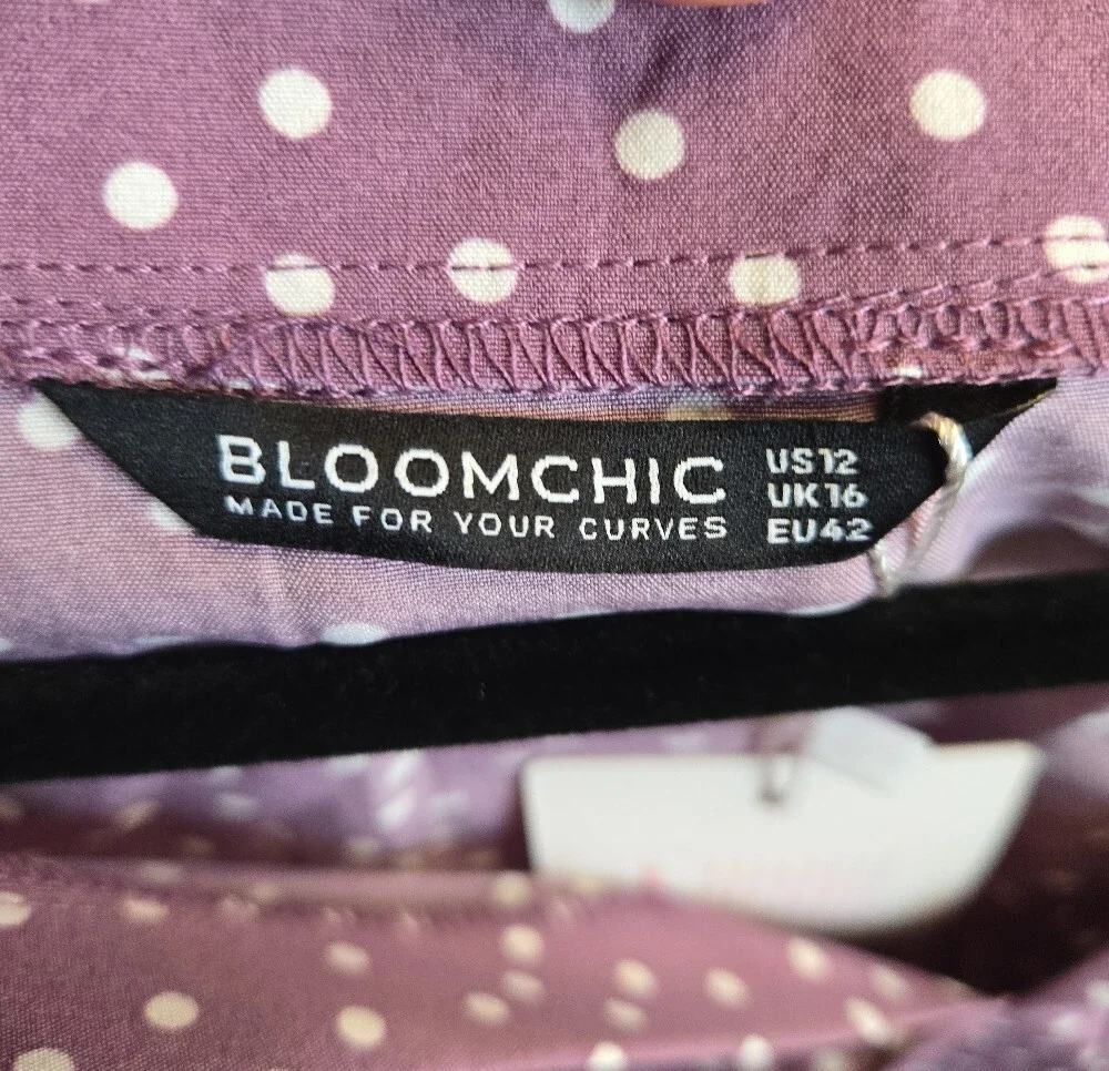 BloomChic Lavender Purple Polka Dot V-Neck Blouse